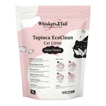 Whiskers2Tail Tapioca EcoClean Cat Litter 5kg/7L Lotus Flower (4 packs)